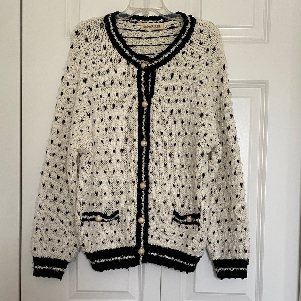 Chunky Pearl-Button Knit Cardigan Sweater - Women's